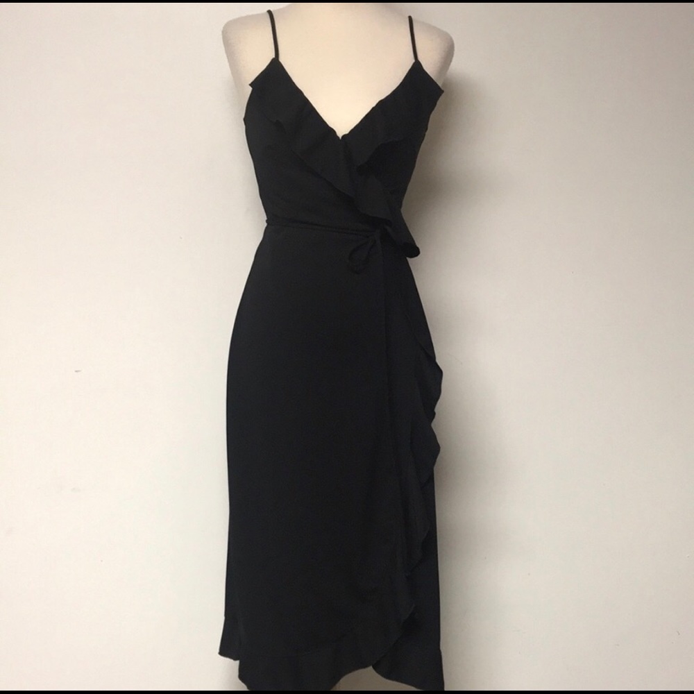 Express black midi wrap dress